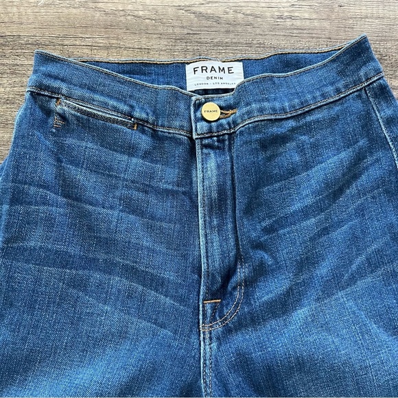 Frame Sweetzer High Water Cropped Jean Wide Leg Flare Stretch Sailor Pants 24 - Picture 3 of 17